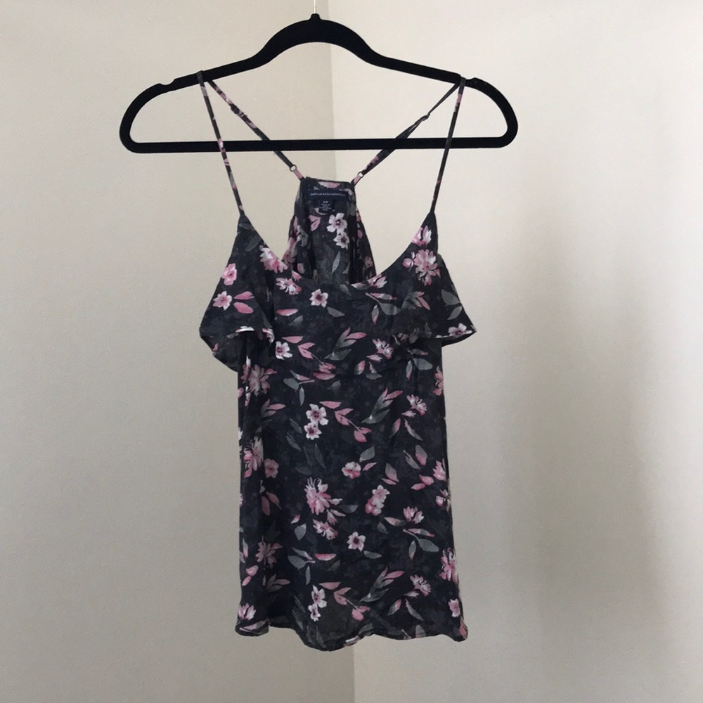 AEO Floral ruffle tank